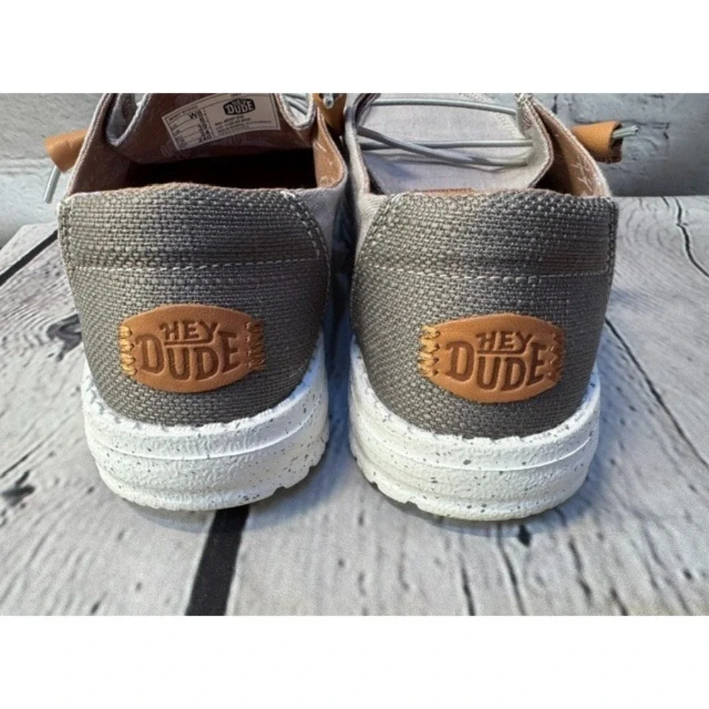 Hey Dude Wendy Washed Canvas Women's Size 8 Casual Shoes Charcoal Grey EXCELLENT